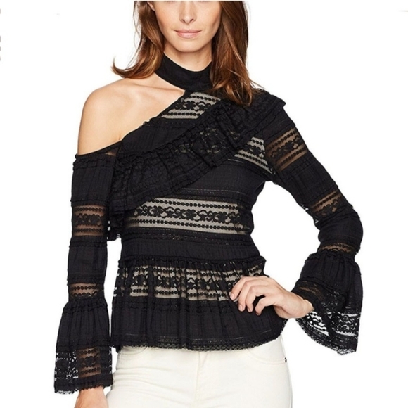 Parker Tops - Parker Lace Long Bell Sleeve Peplum Top